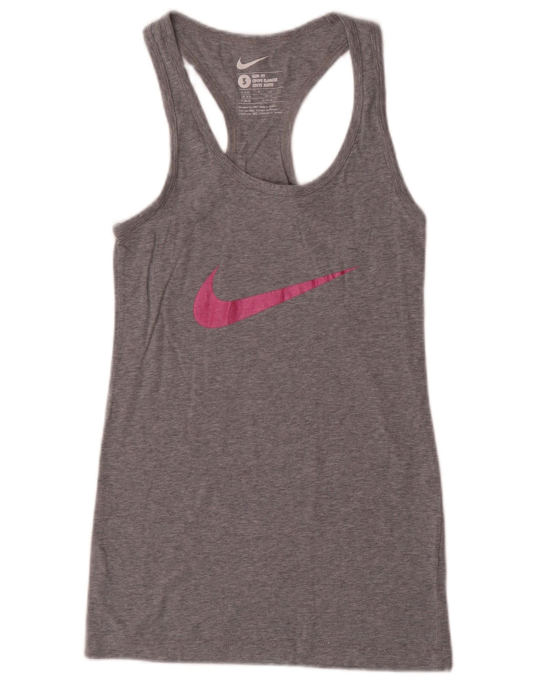 Nike Womens Slim Fit Graphic Vest Top UK 8/10 Small Grey