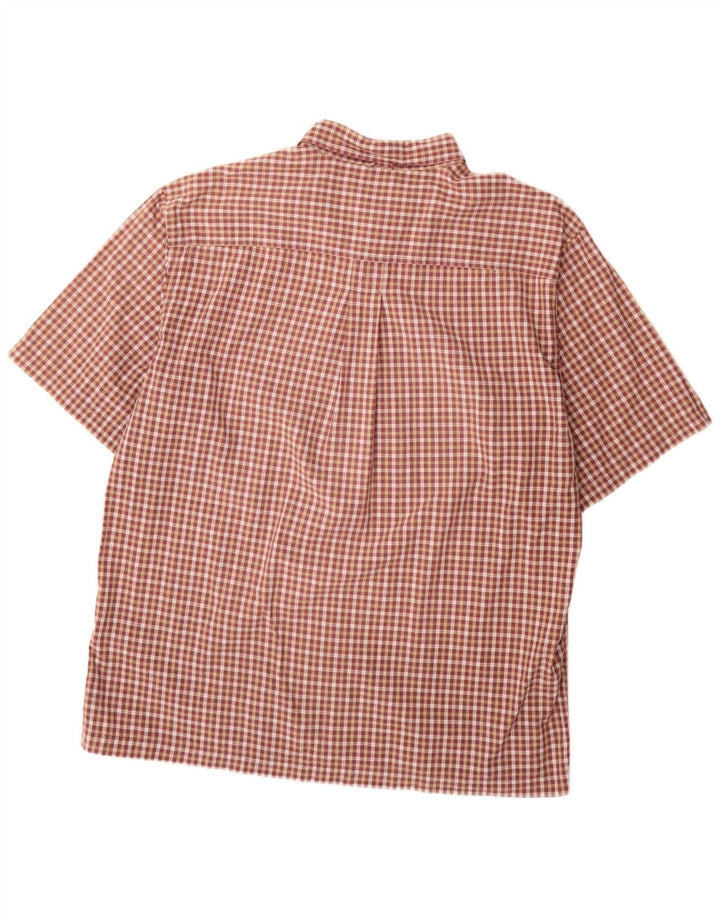 TIMBERLAND Mens Short Sleeve Shirt XL Burgundy Check Cotton