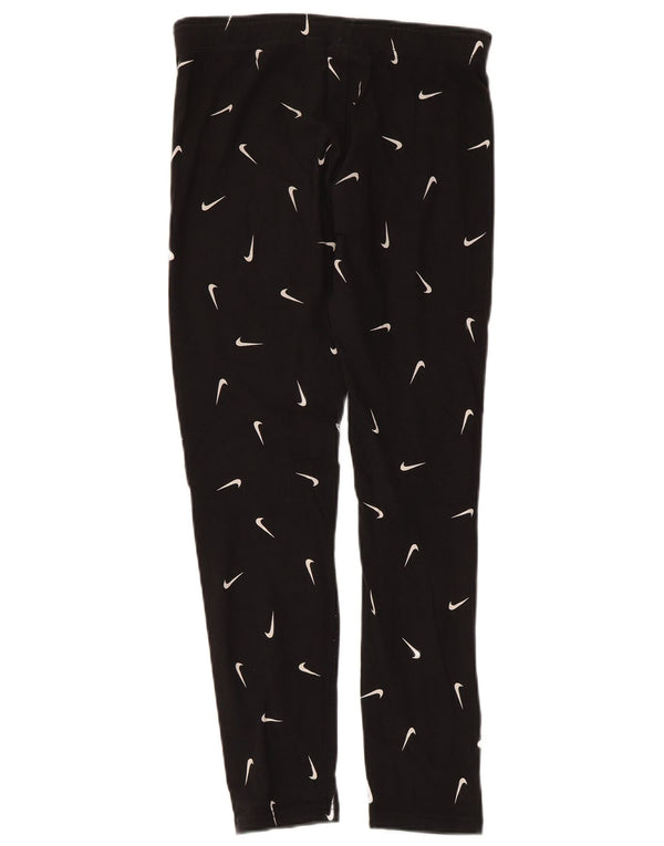 NIKE Girls Tight Fit Graphic Leggings 13-14 Years XL Black Cotton