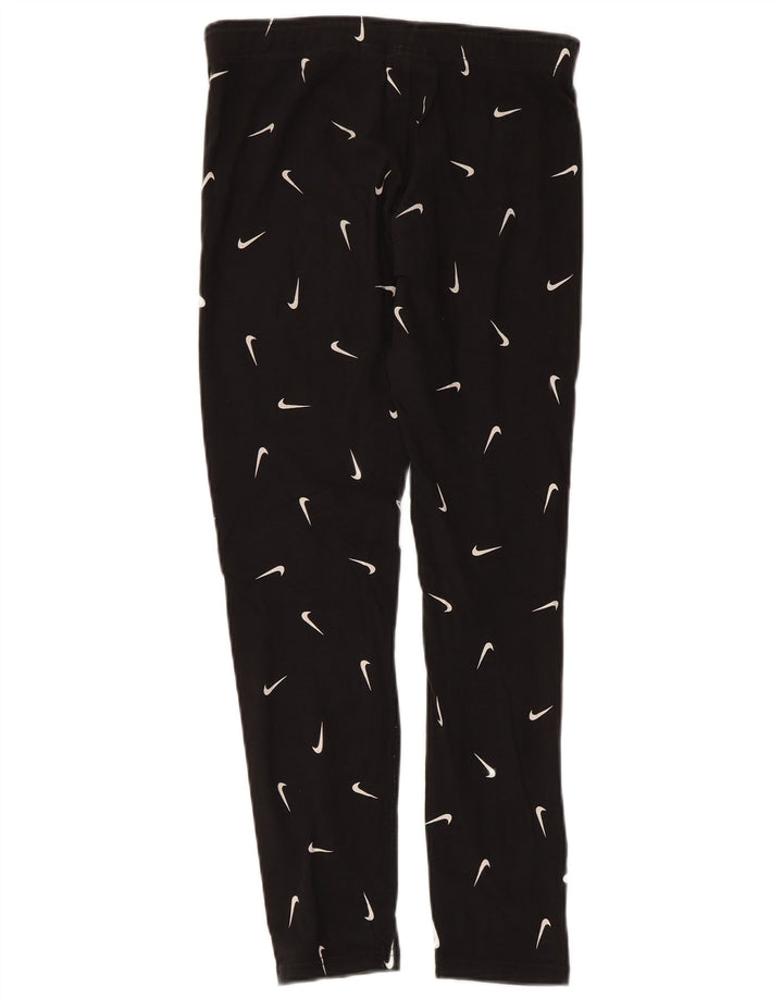 NIKE Girls Tight Fit Graphic Leggings 13-14 Years XL Black Cotton