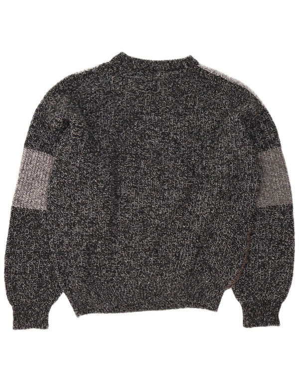Vintage Mens Crew Neck Jumper Sweater IT 48 Medium Grey Colourblock