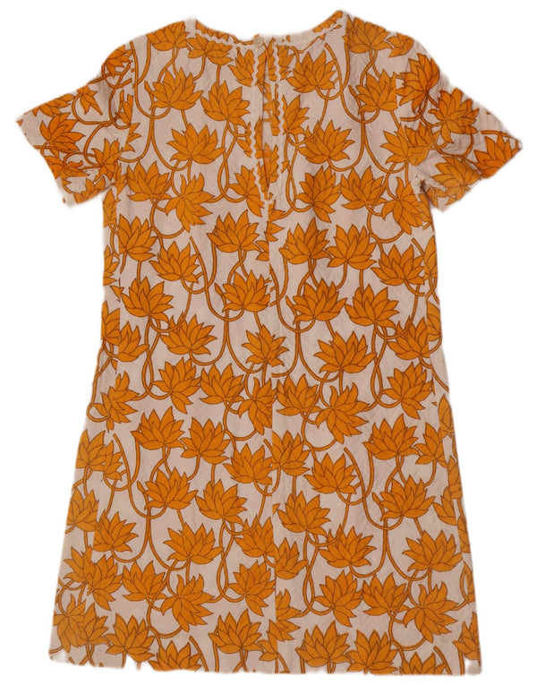 Vintage Womens Shift Dress UK 12 Medium White Floral