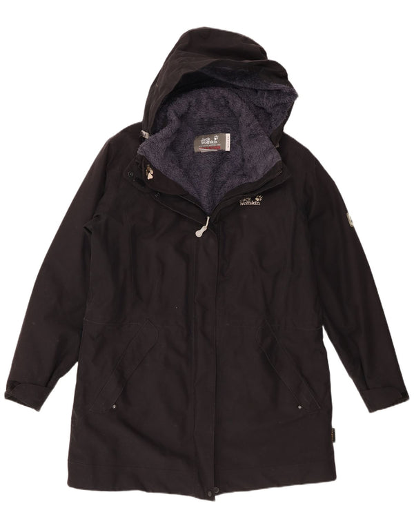Jack Wolfskin Womens Oversized Hooded Sherpa Parka Jacket UK 18 XL Black