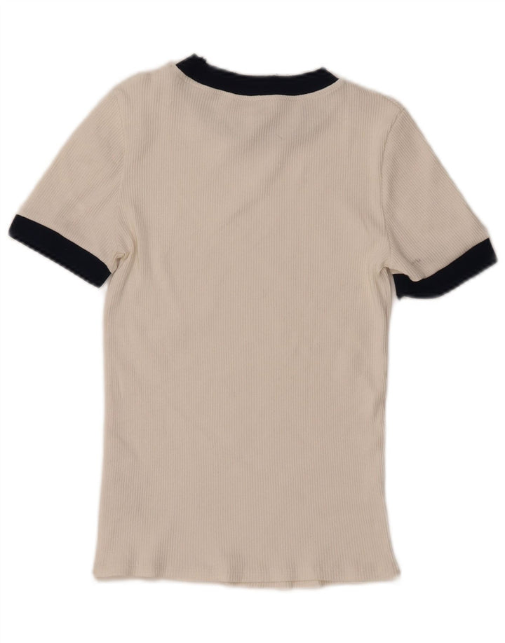 Zara Womens T-Shirt Top UK 12 Medium White Colourblock Polyester