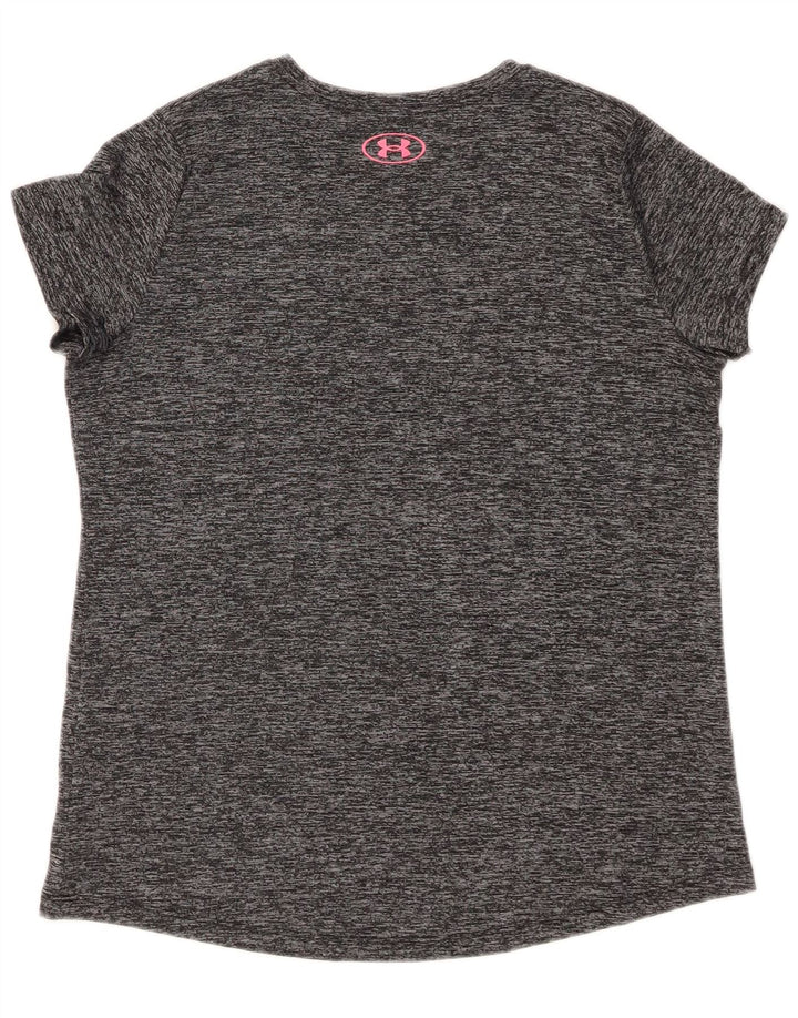 UNDER ARMOUR Girls Heat Gear Graphic T-Shirt Top 13-14 Years XL Grey