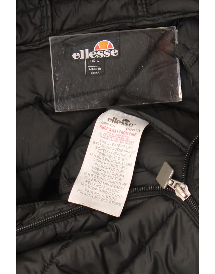 ELLESSE Mens Hooded Padded Jacket UK 40 Large Black Polyester