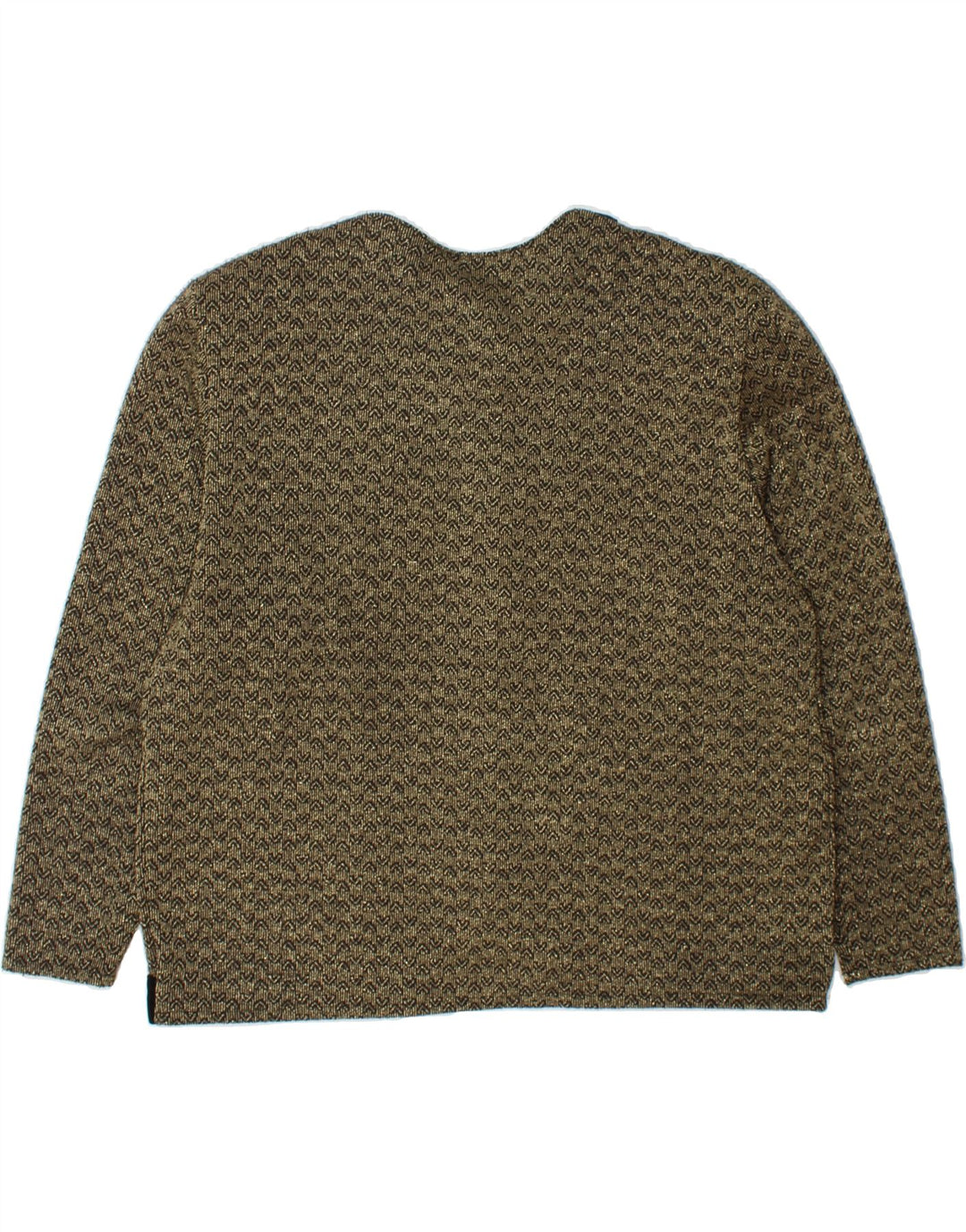 VINTAGE Womens Abstract Pattern Cardigan Sweater UK 14 Medium Gold Acrylic Vintage Vintage and Second-Hand Vintage from Messina Hembry 