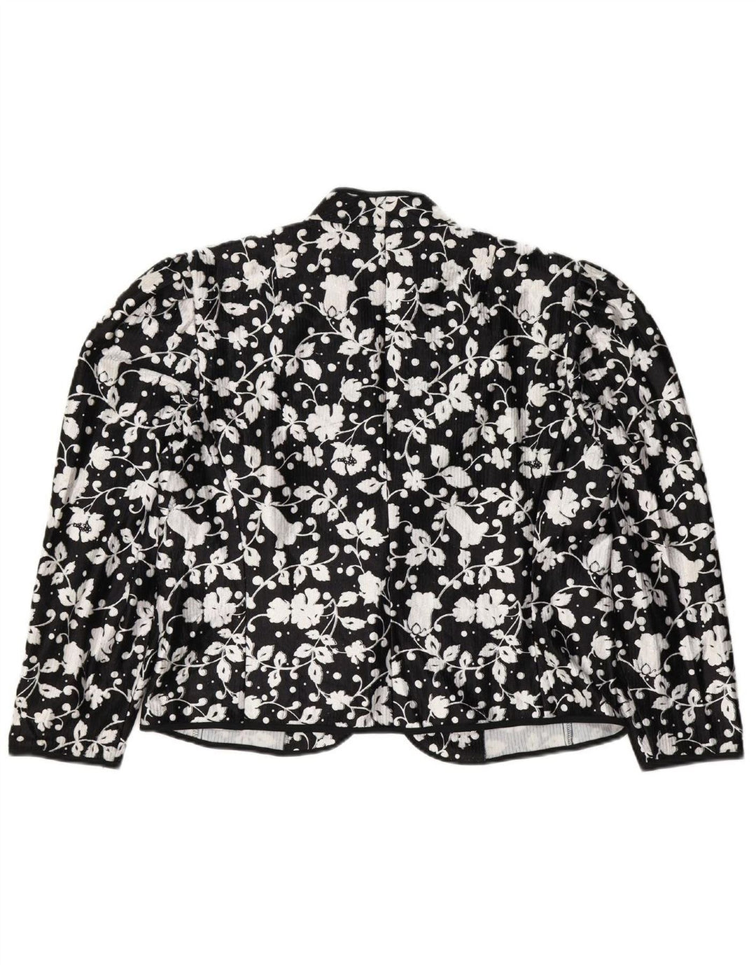 FRANKENWALDER Womens Cardigan Top EU 42 Large Black Floral Polyester