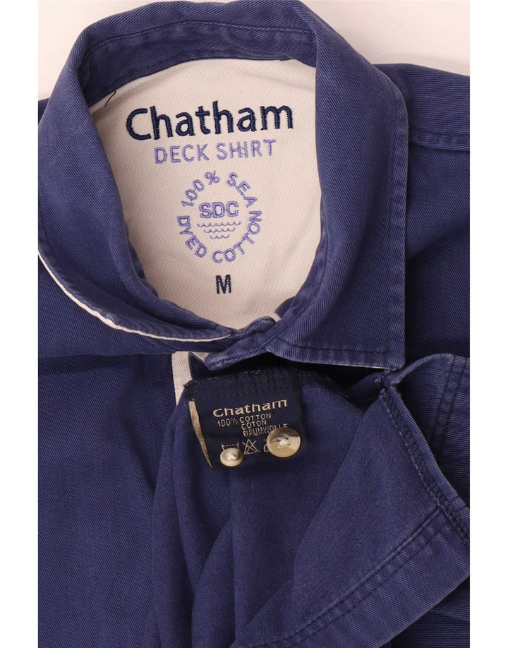 Chatham Mens Yachting Pullover Shirt Medium Navy Blue Striped Cotton