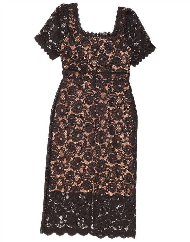 LIPSY Womens Lace Sheath Dress UK 10 Small Black Floral Polyester