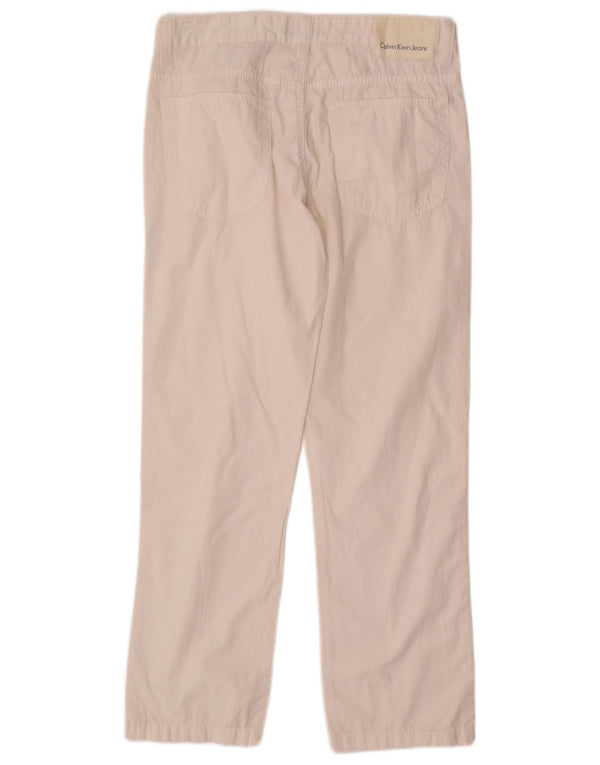 Calvin Klein Mens Straight Casual Trousers W30 L29 White Cotton