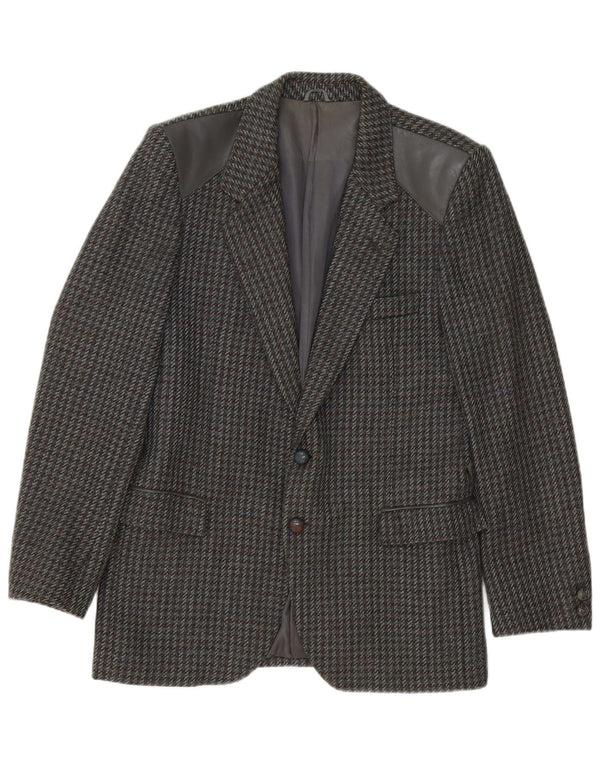 Vintage Mens 2 Button Blazer Jacket IT 46 Small Grey Houndstooth