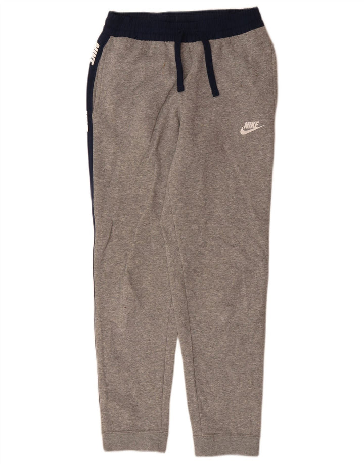 NIKE Boys Tracksuit Trousers Joggers 12-13 Years Large Grey Colourblock