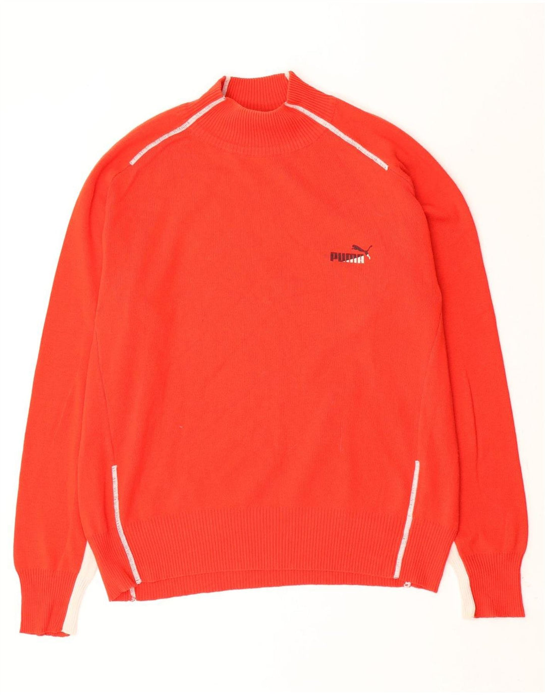Puma Mens Turtle Neck Jumper Sweater Large Red Colourblock