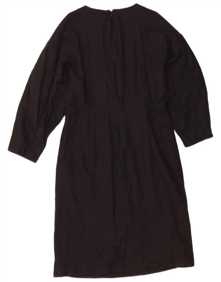 Cos Womens Long Sleeve Shift Dress EU 44 XL Black Wool