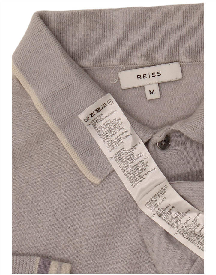 Reiss Mens Polo Shirt Medium Grey Cotton
