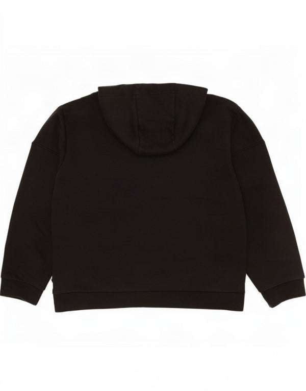 Emporio Armani Womens Graphic Hoodie Jumper UK 14 Medium Black Cotton