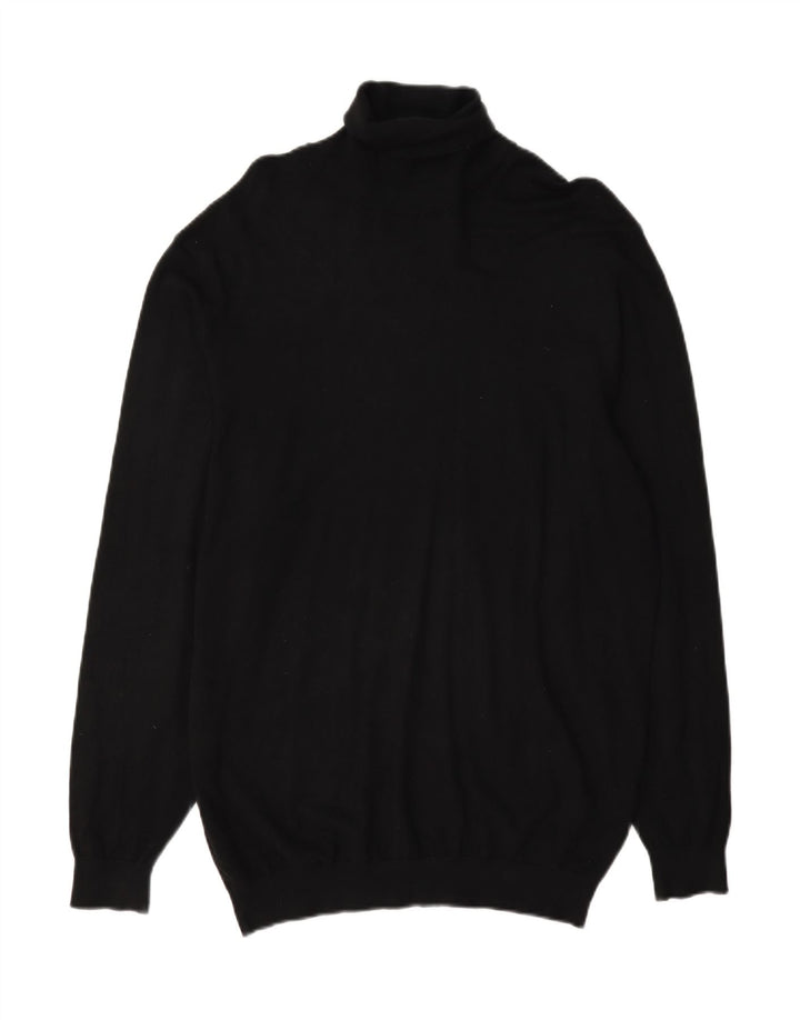 Zara Mens Roll Neck Jumper Sweater Large Black Viscose