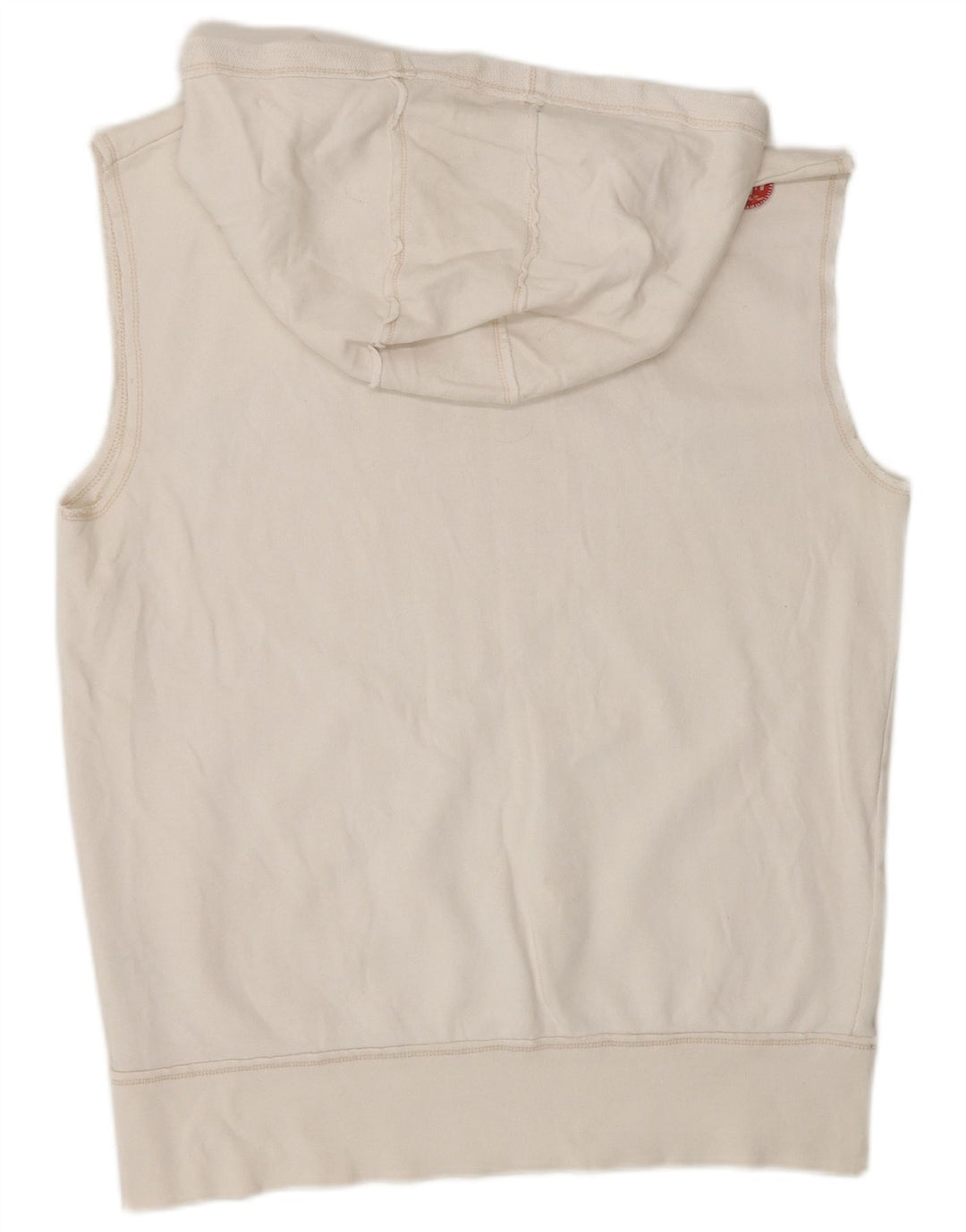 MURPHY & NYE Mens Hooded Graphic Vest Top Large Off White Cotton