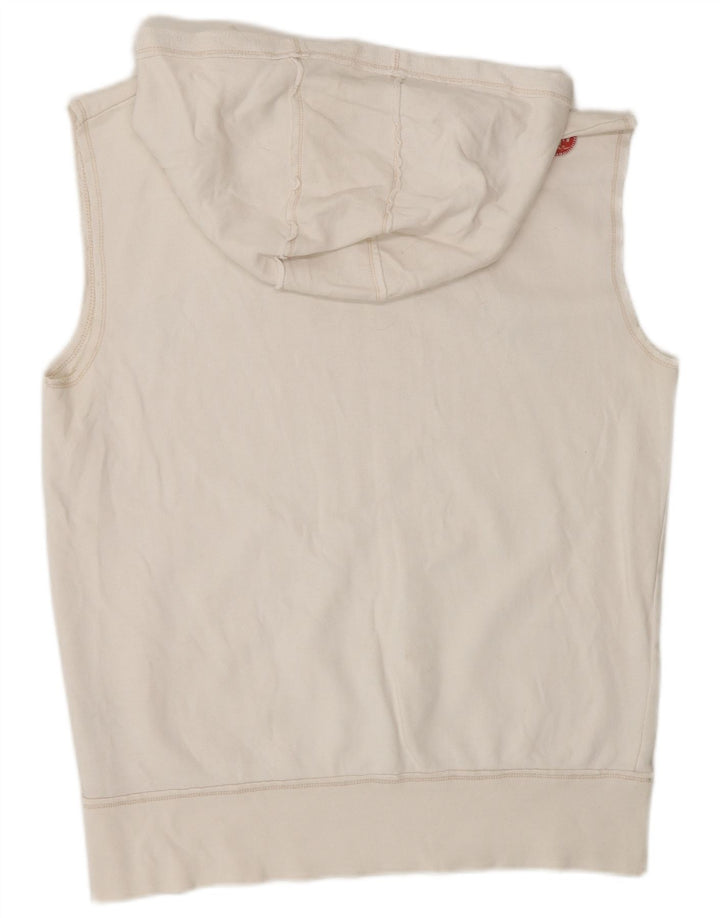MURPHY & NYE Mens Hooded Graphic Vest Top Large Off White Cotton