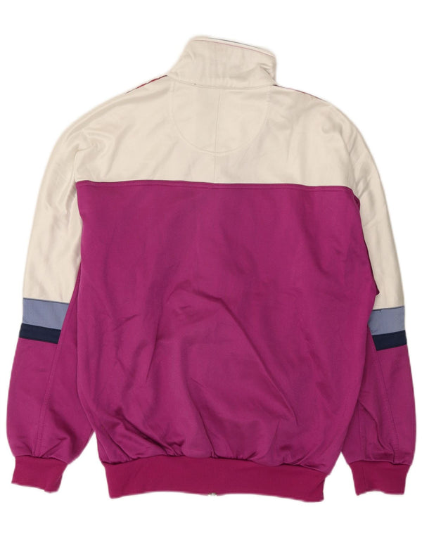 ASICS Womens Graphic Tracksuit Top Jacket IT 46 Large Purple Colourblock