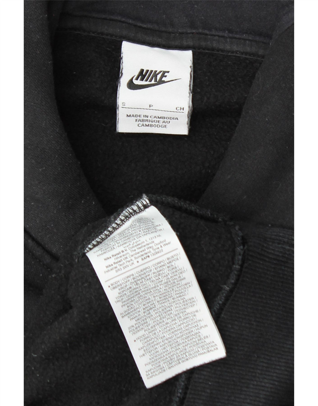 NIKE Womens Oversized Hoodie Jumper UK 10 Small Black Cotton