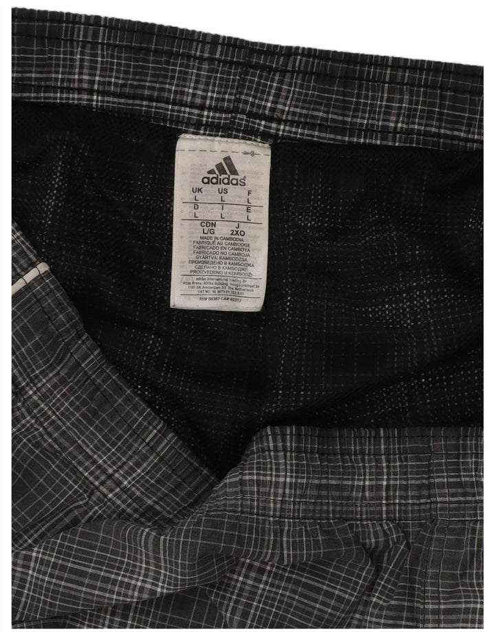 ADIDAS Mens Swimming Shorts Large Grey Check Polyester