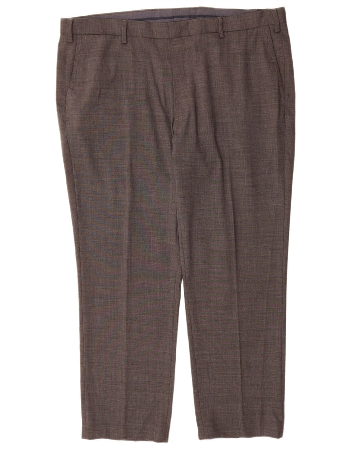 Marks & Spencer Mens Straight Regular Fit Suit Trousers W42 L29 Grey Wool