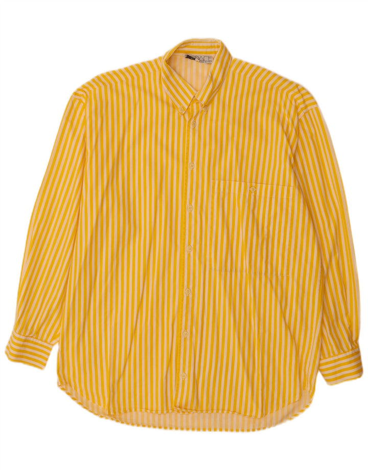 VINTAGE Mens Shirt IT 48 Medium Yellow Striped