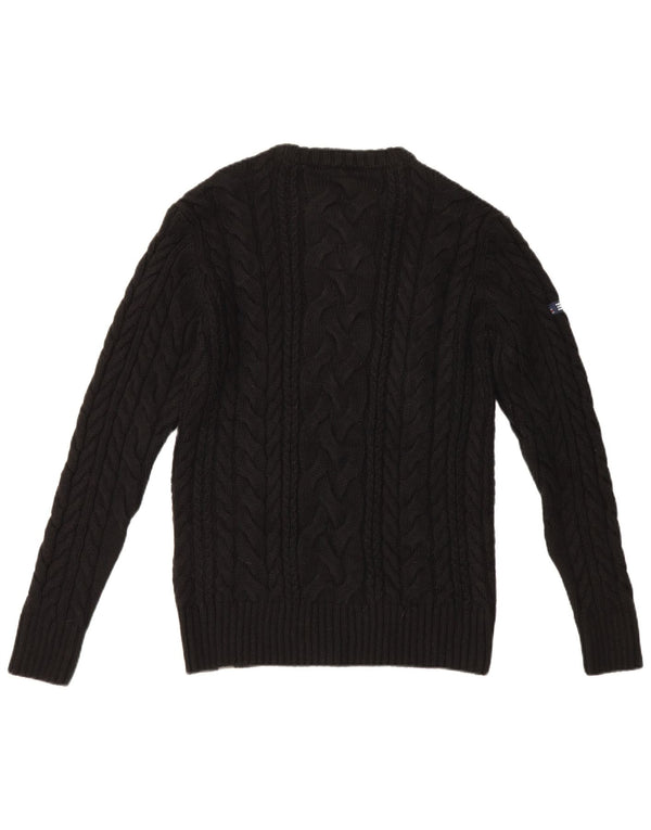 Superdry Mens Crew Neck Jumper Sweater Large Black Acrylic
