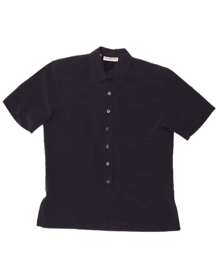 RENATO BALESTRA Womens Short Sleeve Shirt Blouse IT 44 Medium Navy Blue