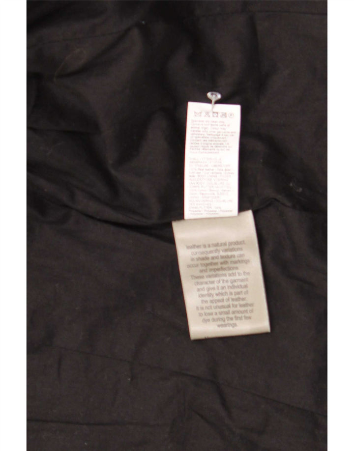 River Island Womens Leather Biker Jacket UK 12 Medium Black