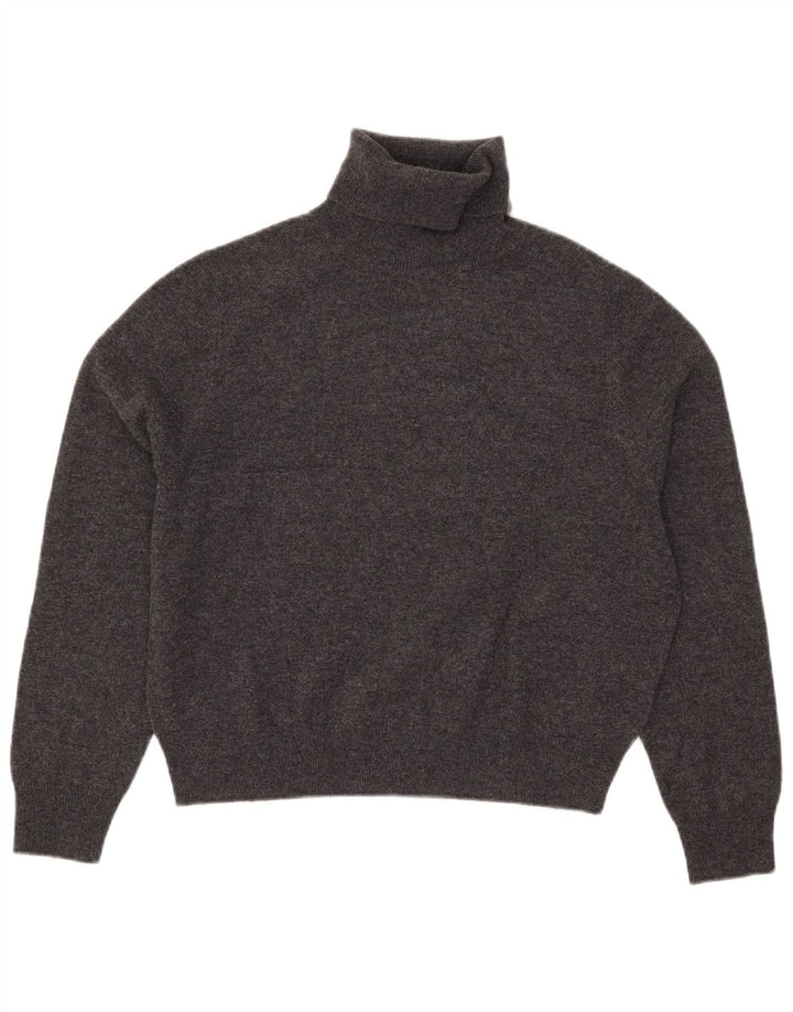 Massimo Dutti Womens Crop Roll Neck Jumper Sweater UK 10 Small Grey