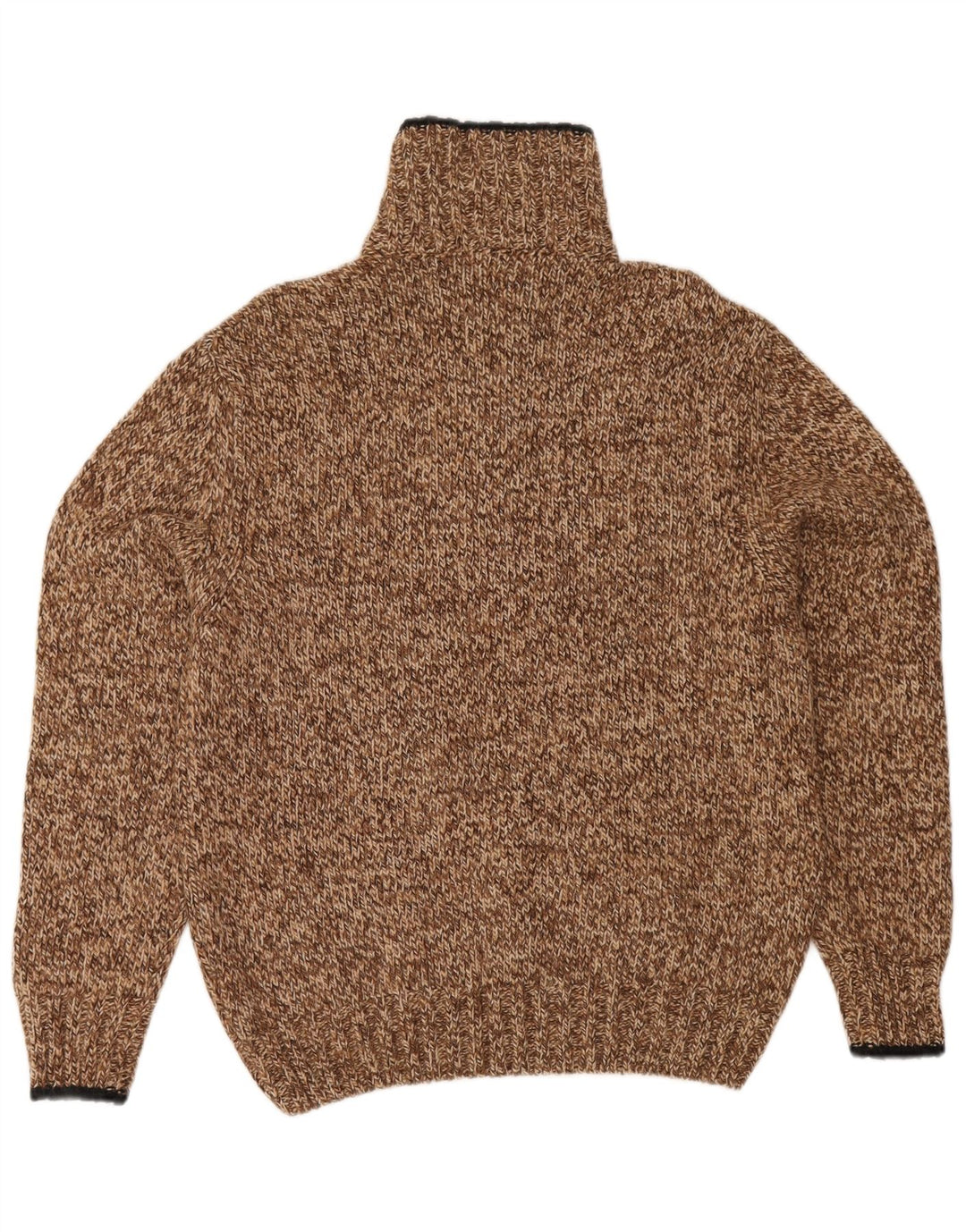 Zanolini Mens Zip Neck Jumper Sweater Medium Brown Flecked Wool