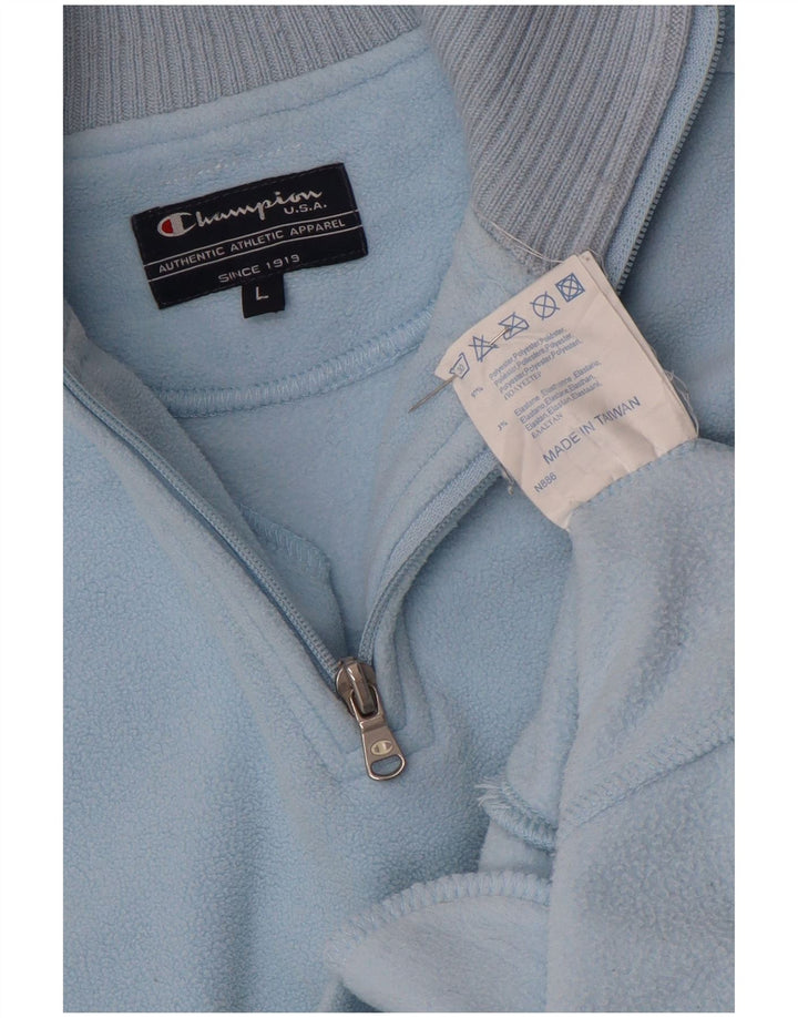 Champion Womens Zip Neck Fleece Jumper UK 16 Large Blue Polyester