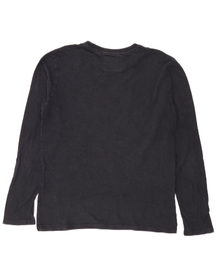 Superdry Mens Graphic Top Long Sleeve Large Black Cotton