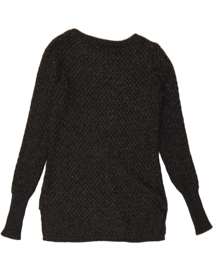 ATHLETA Womens Oversized Boat Neck Jumper Sweater UK 6 XS Grey Polyester Vintage Athleta and Second-Hand Athleta from Messina Hembry 