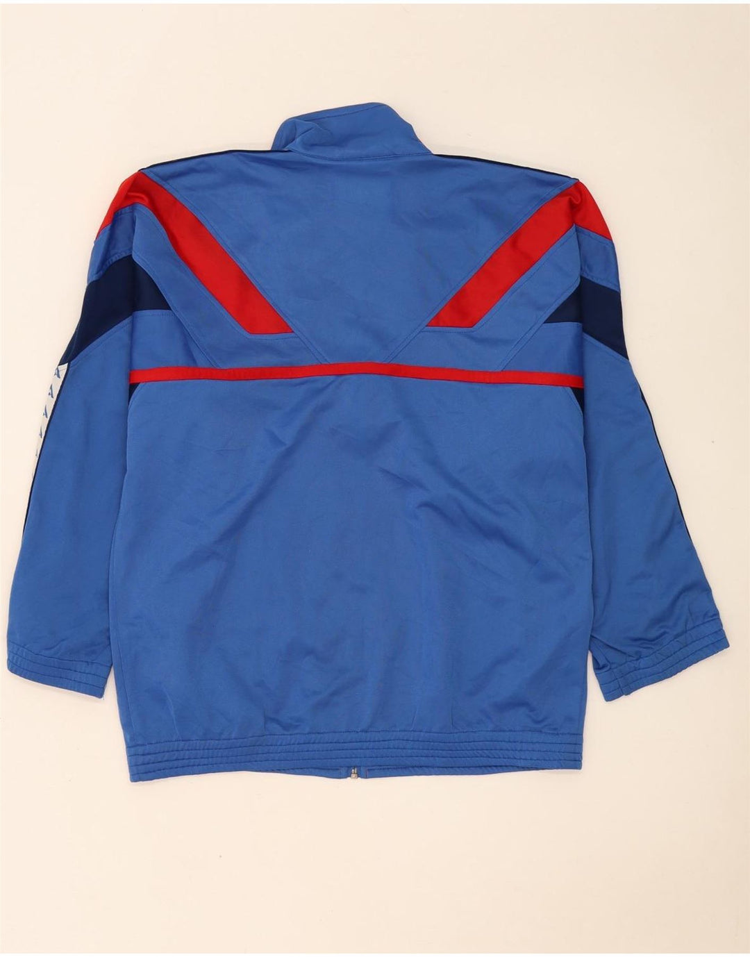 Vintage Mens Graphic Tracksuit Top Jacket Medium Blue Colourblock Polyester