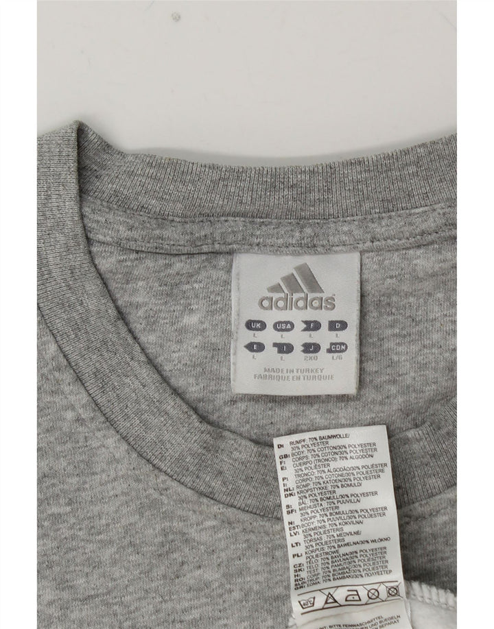 ADIDAS Mens Graphic Sweatshirt Jumper Large Grey Cotton