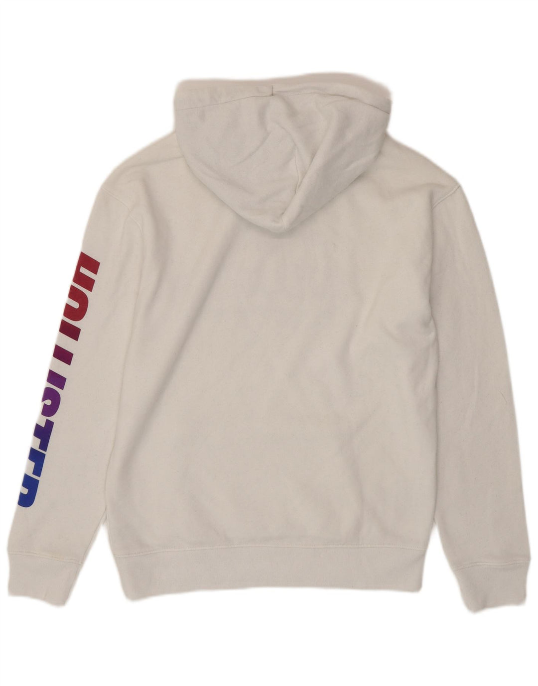 HOLLISTER Mens Graphic Hoodie Jumper Small White Cotton