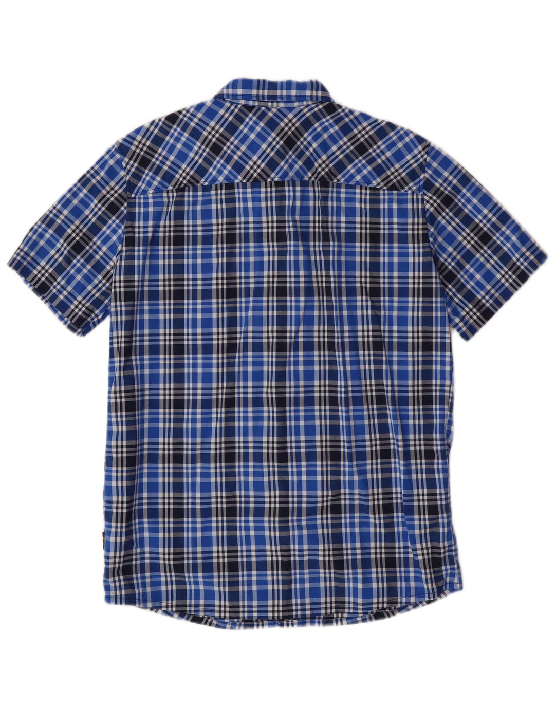 JACK WOLFSKIN Mens Short Sleeve Shirt UK 36/38 Small Blue Check Polyamide