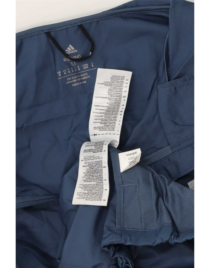 Adidas Mens Hooded Rain Jacket UK 38 Medium Navy Blue Polyester