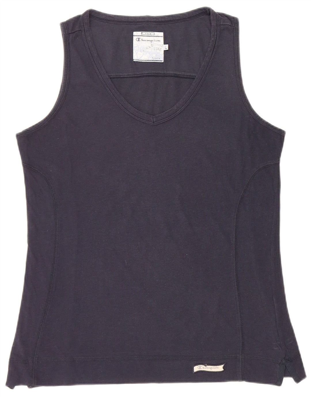 CHAMPION Womens Vest Top UK 14 Large Navy Blue