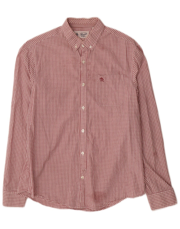Penguin Mens Shirt Large Red Check Cotton