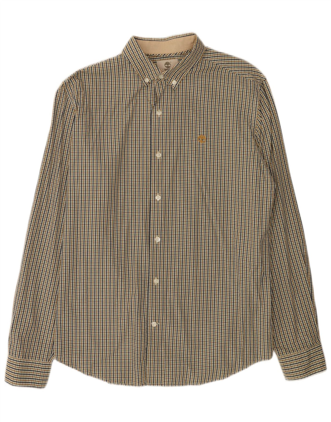 TIMBERLAND Mens Slim Fit Shirt Large Brown Check Cotton