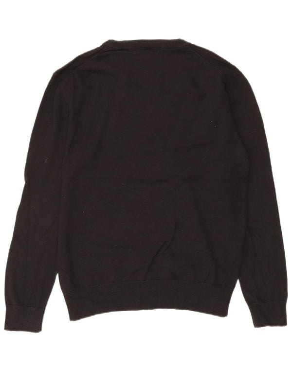 French Connection Mens V-Neck Jumper Sweater Small Black Cotton