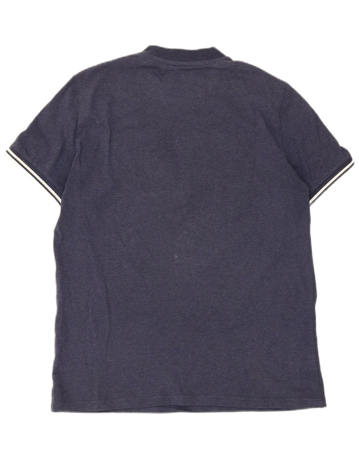 Fred Perry Mens Zip Neck T-Shirt Top Medium Navy Blue Striped