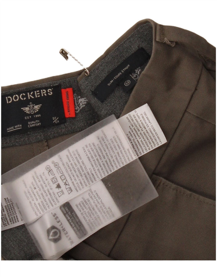 Dockers Mens Slim Chino Trousers W33 L36 Beige Cotton