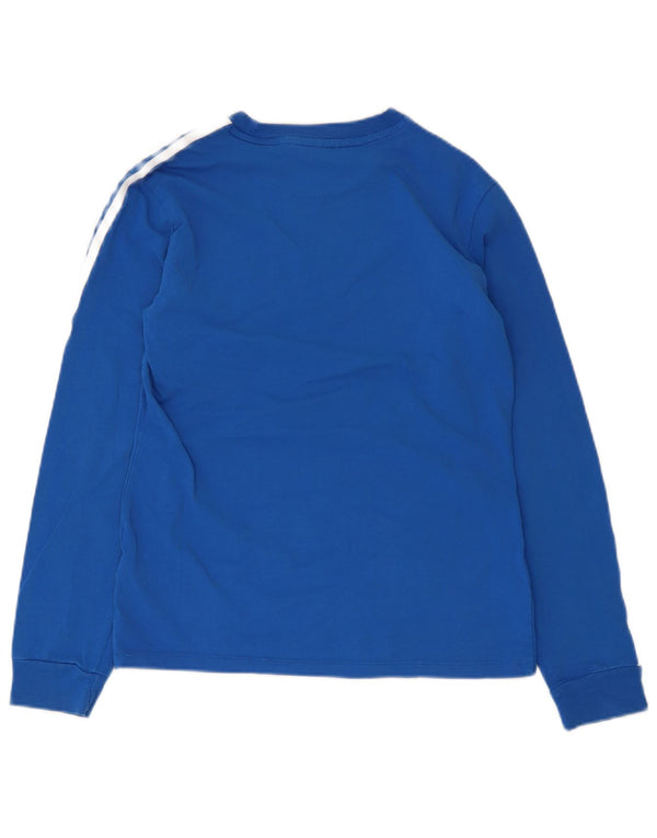 Adidas Womens Top Long Sleeve UK 8 Small Blue Cotton