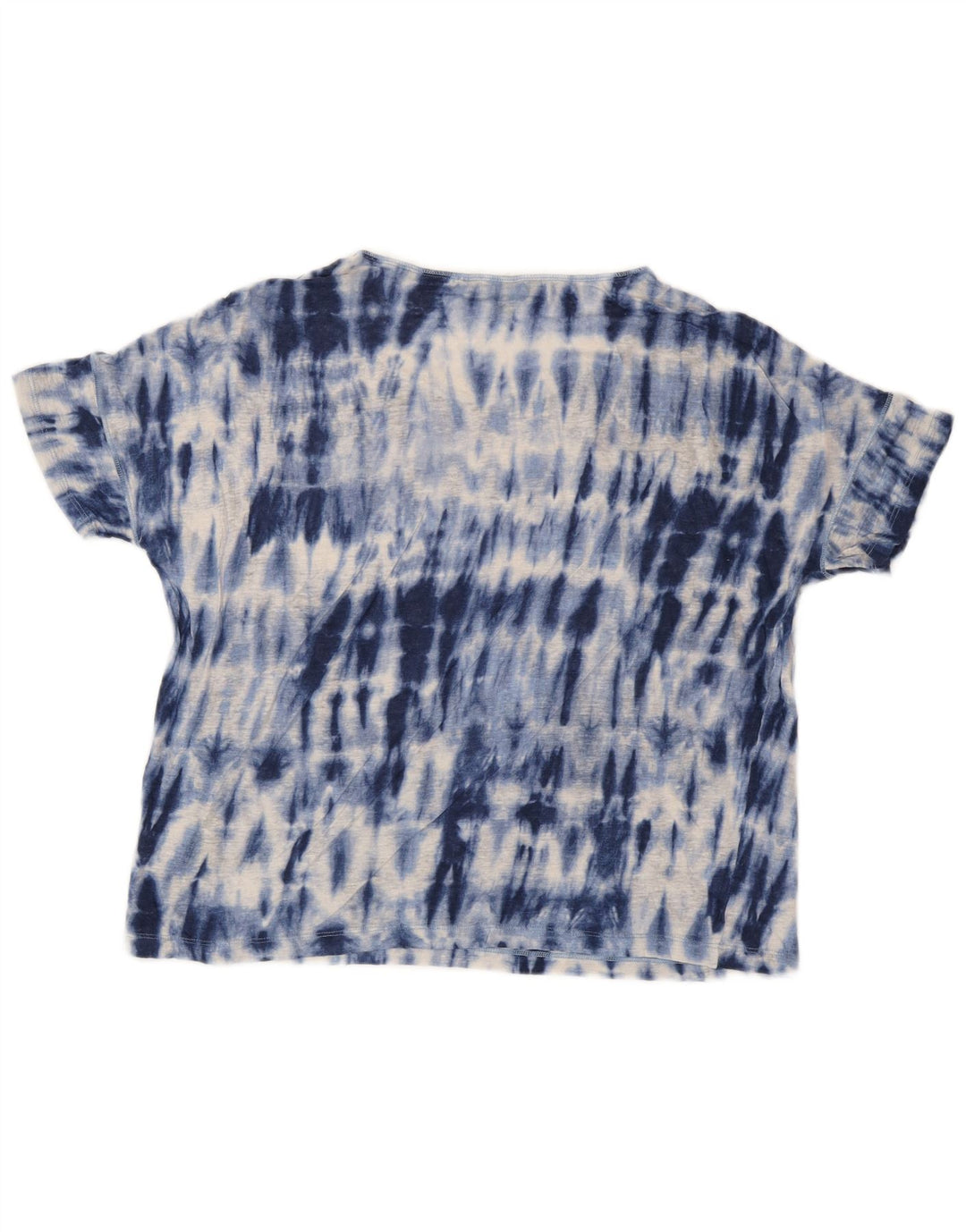 RALPH LAUREN Womens T-Shirt Top UK 14 Medium Blue Tie Dye Linen